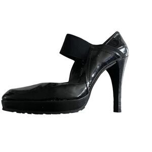 Stuart Weitzman Black Patent Leather Mary Jane Heeled Pumps Size 8M